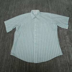 Windridge Shirt Men Button Up Short Sleeve Mervyn's Striped Green 17.5